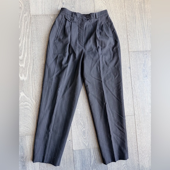 Lauren Ralph Lauren Petite Pinstripe Pants in Black Size 8P 8 Petite - Picture 1 of 6